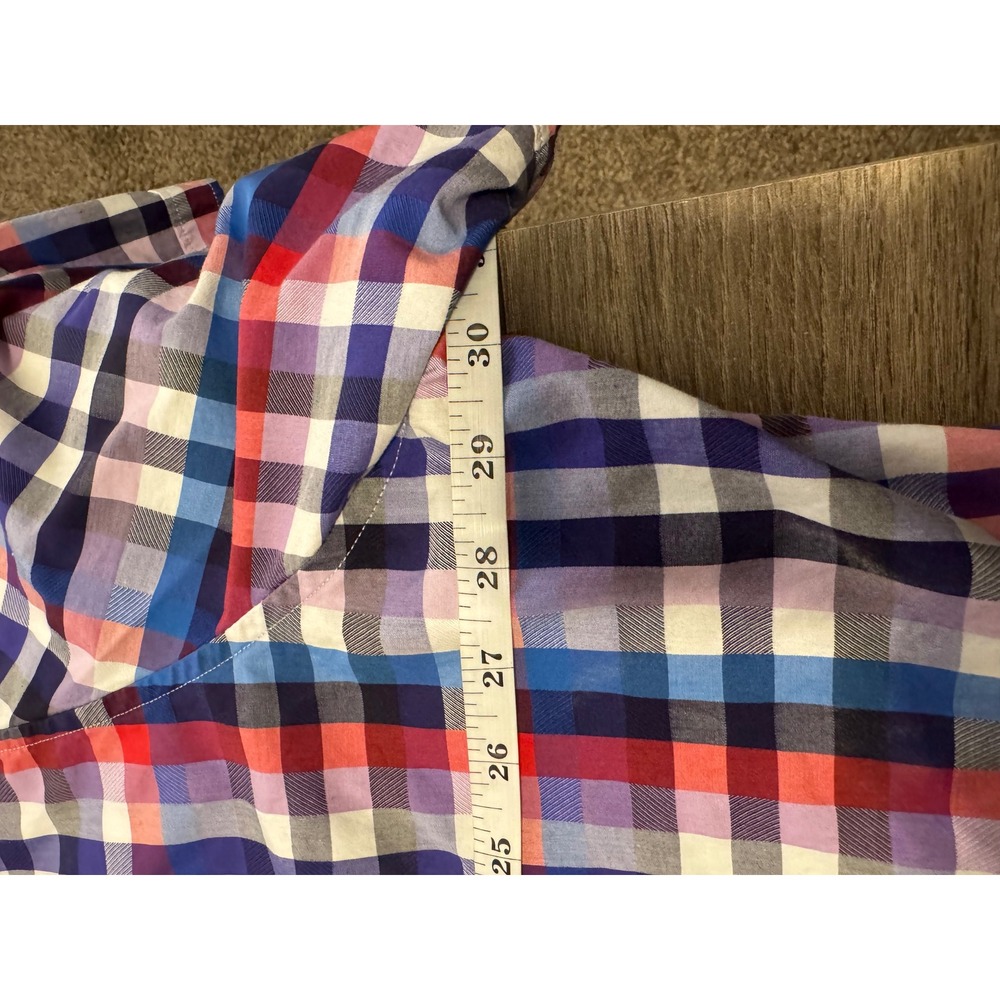 Robert Graham Mens 4XL Plaid Short Sleeve Button Up Shirt Red Blue White Multi - Picture 5 of 7
